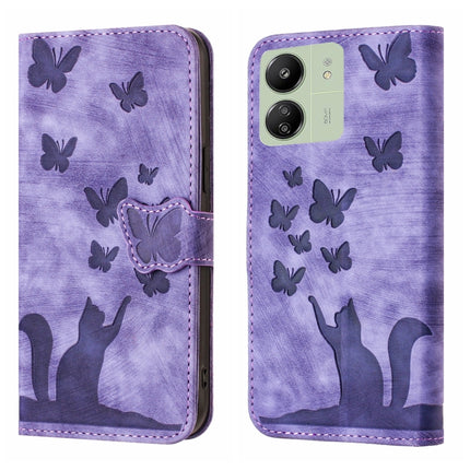 Butterfly Cat Embossing Flip Leather Phone Case, For Xiaomi Redmi Note 13 Pro 4G, For Xiaomi Redmi Note 13 4G, For Xiaomi Redmi 13C / POCO C65, For Xiaomi 14 Pro