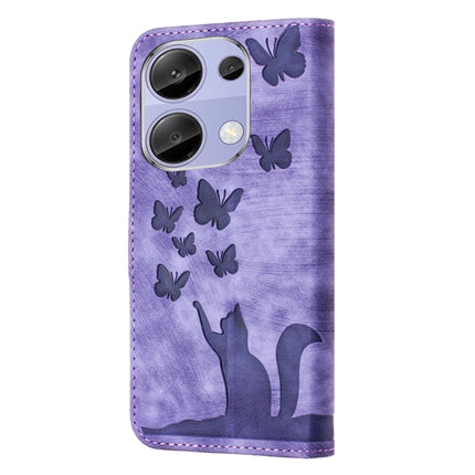 Butterfly Cat Embossing Flip Leather Phone Case, For Xiaomi Redmi Note 13 Pro 4G, For Xiaomi Redmi Note 13 4G, For Xiaomi Redmi 13C / POCO C65, For Xiaomi 14 Pro