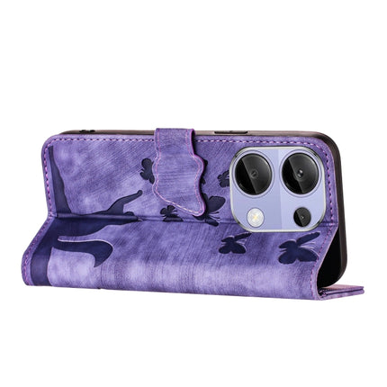 Butterfly Cat Embossing Flip Leather Phone Case, For Xiaomi Redmi Note 13 Pro 4G, For Xiaomi Redmi Note 13 4G, For Xiaomi Redmi 13C / POCO C65, For Xiaomi 14 Pro