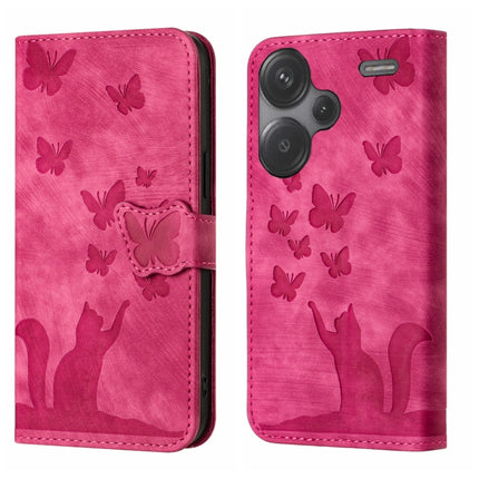 Butterfly Cat Embossing Flip Leather Phone Case, For Xiaomi 14, For Xiaomi Redmi Note 13 5G, For Xiaomi Redmi Note 13 Pro+ 5G, For Xiaomi Redmi Note 13 Pro 5G
