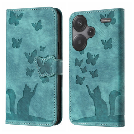 Butterfly Cat Embossing Flip Leather Phone Case, For Xiaomi 14, For Xiaomi Redmi Note 13 5G, For Xiaomi Redmi Note 13 Pro+ 5G, For Xiaomi Redmi Note 13 Pro 5G