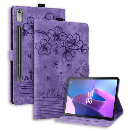 Cartoon Sakura Cat Embossed Leather Tablet Case, For Lenovo Tab M11 / Xiaoxin Pad 11 2024, For Lenovo Tab P12 12.7, For Lenovo Tab K10C / E10C, For Lenovo Tab M9