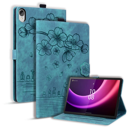 Cartoon Sakura Cat Embossed Leather Tablet Case, For Lenovo Xiaoxin Pad Pro 2022 / P11 Pro 2, For Lenovo Tab M10 3rd Gen, For Lenovo Tab M10 Plus 3rd Gen 2022, For Lenovo Tab P11 TB-J606F