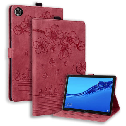 Cartoon Sakura Cat Embossed Leather Tablet Case, For Lenovo Xiaoxin Pad Pro 2022 / P11 Pro 2, For Lenovo Tab M10 3rd Gen, For Lenovo Tab M10 Plus 3rd Gen 2022, For Lenovo Tab P11 TB-J606F