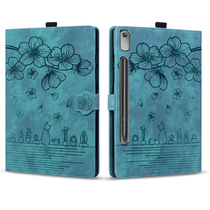 Cartoon Sakura Cat Embossed Leather Tablet Case, For Lenovo Xiaoxin Pad Pro 2022 / P11 Pro 2, For Lenovo Tab M10 3rd Gen, For Lenovo Tab M10 Plus 3rd Gen 2022, For Lenovo Tab P11 TB-J606F