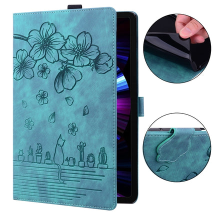 Cartoon Sakura Cat Embossed Leather Tablet Case, For Lenovo Xiaoxin Pad Pro 2022 / P11 Pro 2, For Lenovo Tab M10 3rd Gen, For Lenovo Tab M10 Plus 3rd Gen 2022, For Lenovo Tab P11 TB-J606F