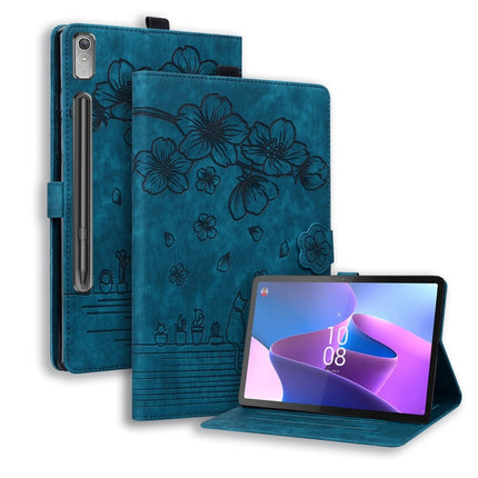Cartoon Sakura Cat Embossed Leather Tablet Case, For Lenovo Xiaoxin Pad Pro 2022 / P11 Pro 2, For Lenovo Tab M10 3rd Gen, For Lenovo Tab M10 Plus 3rd Gen 2022, For Lenovo Tab P11 TB-J606F