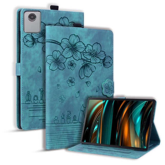 Cartoon Sakura Cat Embossed Leather Tablet Case, For Lenovo Tab M11 / Xiaoxin Pad 11 2024, For Lenovo Tab P12 12.7, For Lenovo Tab K10C / E10C, For Lenovo Tab M9
