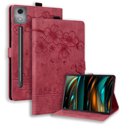 Cartoon Sakura Cat Embossed Leather Tablet Case, For Lenovo Idea Tab Pro Gen 2 13, For Lenovo Xiaoxin Pad 11 2025, For Lenovo Xiaoxin Pad Pro 12.7 2025, For Lenovo Tab K11 Plus / M11 Plus