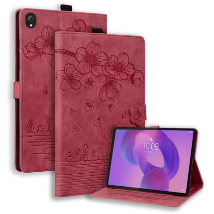 Cartoon Sakura Cat Embossed Leather Tablet Case, For Lenovo Tab M11 / Xiaoxin Pad 11 2024, For Lenovo Tab P12 12.7, For Lenovo Tab K10C / E10C, For Lenovo Tab M9