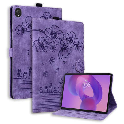 Cartoon Sakura Cat Embossed Leather Tablet Case, For Lenovo Tab M11 / Xiaoxin Pad 11 2024, For Lenovo Tab P12 12.7, For Lenovo Tab K10C / E10C, For Lenovo Tab M9