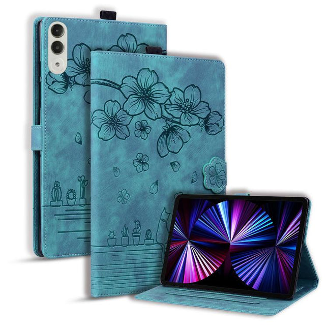 Cartoon Sakura Cat Embossed Leather Tablet Case, For Lenovo Idea Tab Pro Gen 2 13, For Lenovo Xiaoxin Pad 11 2025, For Lenovo Xiaoxin Pad Pro 12.7 2025, For Lenovo Tab K11 Plus / M11 Plus