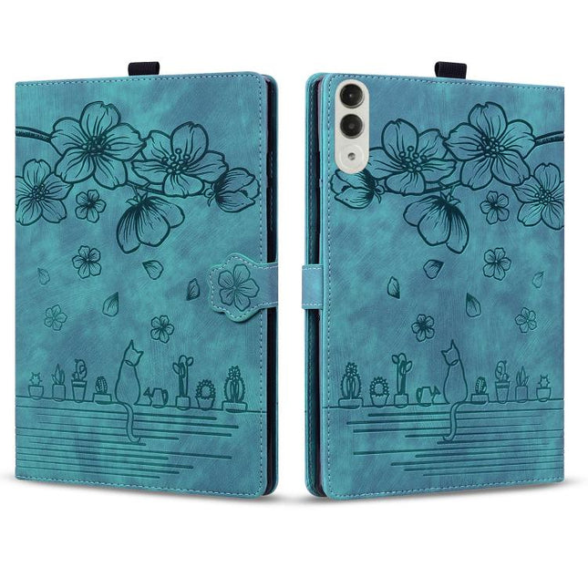 Cartoon Sakura Cat Embossed Leather Tablet Case, For Lenovo Idea Tab Pro Gen 2 13, For Lenovo Xiaoxin Pad 11 2025, For Lenovo Xiaoxin Pad Pro 12.7 2025, For Lenovo Tab K11 Plus / M11 Plus