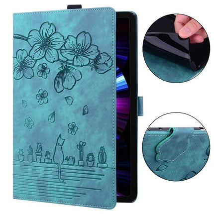Cartoon Sakura Cat Embossed Leather Tablet Case, For Lenovo Idea Tab Pro Gen 2 13, For Lenovo Xiaoxin Pad 11 2025, For Lenovo Xiaoxin Pad Pro 12.7 2025, For Lenovo Tab K11 Plus / M11 Plus