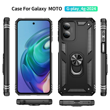 Shockproof TPU + PC Phone Case with Holder, For Motorola Moto G Play 4G 2024, For Motorola Moto G14, For Motorola Moto G Power 5G 2024