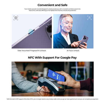 HOTWAV Note 13 Pro, Side Fingerprint Identification, 6.6 inch Android 13 UMS9230 T606 Octa Core up to 1.6GHz, Network: 4G, OTG, 8GB+256GB