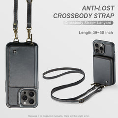 JEEHOOD C22 Series Zipper Wallet Leather Phone Case with Dual Lanyard, For iPhone 15 Pro Max, For iPhone 15 Pro, For iPhone 15 Plus, For iPhone 15