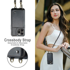 JEEHOOD C22 Series Zipper Wallet Leather Phone Case with Dual Lanyard, For iPhone 16 Pro Max, For iPhone 16 Pro, For iPhone 16 Plus, For iPhone 16