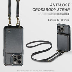 JEEHOOD C22 Series Zipper Wallet Leather Phone Case with Dual Lanyard, For iPhone 16 Pro Max, For iPhone 16 Pro, For iPhone 16 Plus, For iPhone 16