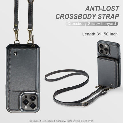 JEEHOOD C22 Series Zipper Wallet Leather Phone Case with Dual Lanyard