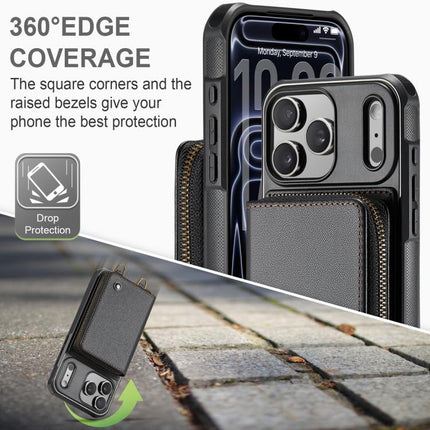 JEEHOOD C22 Series Zipper Wallet Leather Phone Case with Dual Lanyard, For iPhone 17 Pro Max, For iPhone 17 Pro, For iPhone Air, For iPhone 16 Pro Max