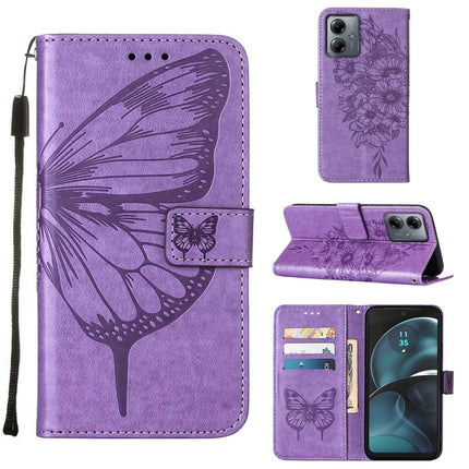 Embossed Butterfly Leather Phone Case, For Motorola Edge 40 Neo, For Motorola Moto G14, For Motorola Moto G Stylus 4G 2023