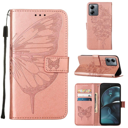Embossed Butterfly Leather Phone Case, For Motorola Edge 40 Neo, For Motorola Moto G14, For Motorola Moto G Stylus 4G 2023