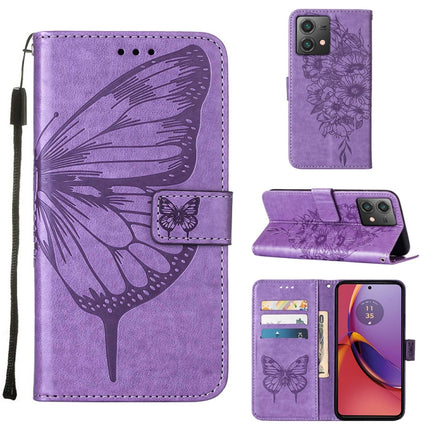 Embossed Butterfly Leather Phone Case, For Motorola Edge 40 5G Global/Edge 2023 US, For Motorola Moto G84, For Motorola Moto G54