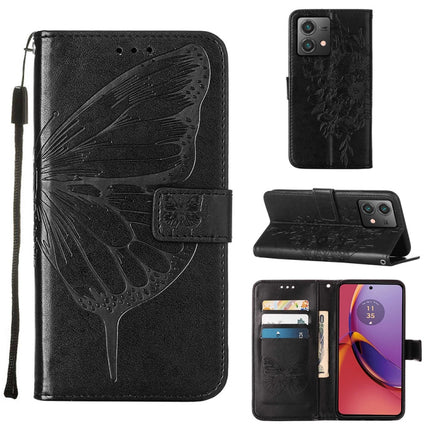 Embossed Butterfly Leather Phone Case, For Motorola Edge 40 5G Global/Edge 2023 US, For Motorola Moto G84, For Motorola Moto G54
