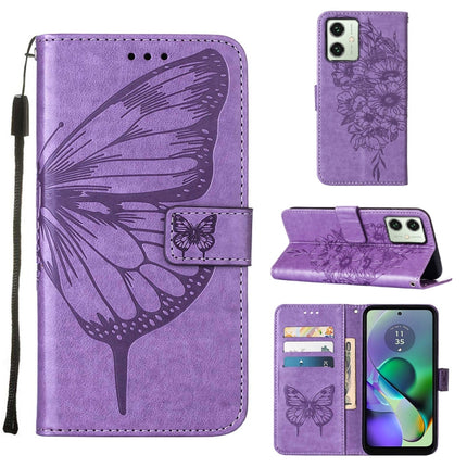 Embossed Butterfly Leather Phone Case, For Motorola Edge 40 5G Global/Edge 2023 US, For Motorola Moto G84, For Motorola Moto G54