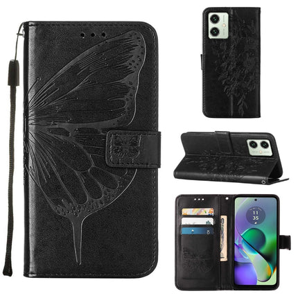 Embossed Butterfly Leather Phone Case, For Motorola Edge 40 5G Global/Edge 2023 US, For Motorola Moto G84, For Motorola Moto G54