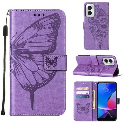 Embossed Butterfly Leather Phone Case, For Motorola Moto G Play 4G 2024, For Motorola Moto G Play 5G 2024, For Motorola Moto G Power 5G 2024