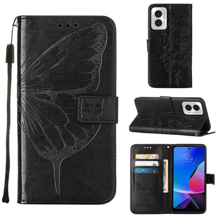 Embossed Butterfly Leather Phone Case, For Motorola Moto G Play 4G 2024, For Motorola Moto G Play 5G 2024, For Motorola Moto G Power 5G 2024