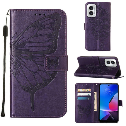 Embossed Butterfly Leather Phone Case, For Motorola Moto G Play 4G 2024, For Motorola Moto G Play 5G 2024, For Motorola Moto G Power 5G 2024