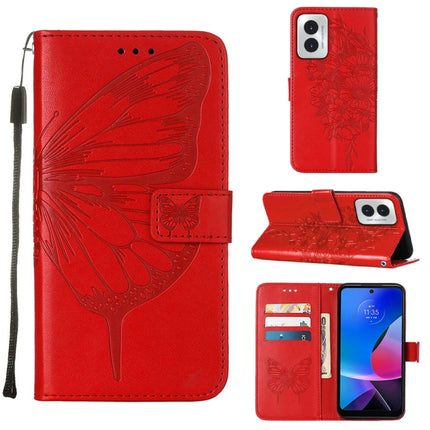 Embossed Butterfly Leather Phone Case, For Motorola Moto G Play 4G 2024, For Motorola Moto G Play 5G 2024, For Motorola Moto G Power 5G 2024
