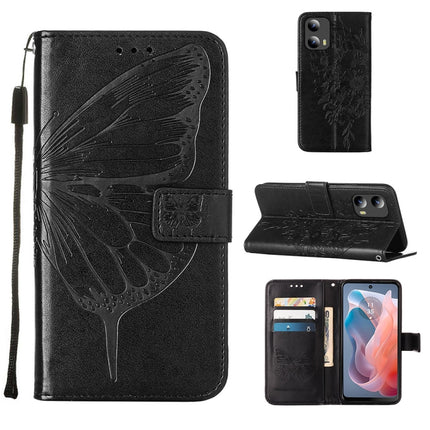 Embossed Butterfly Leather Phone Case, For Motorola Moto G Play 4G 2024, For Motorola Moto G Play 5G 2024, For Motorola Moto G Power 5G 2024