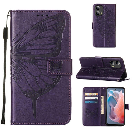 Embossed Butterfly Leather Phone Case, For Motorola Moto G Play 4G 2024, For Motorola Moto G Play 5G 2024, For Motorola Moto G Power 5G 2024