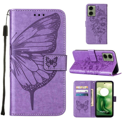 Embossed Butterfly Leather Phone Case, For Motorola Moto G Stylus 5G 2024, For Motorola Moto G04 4G / G24 4G, For Motorola Moto G34