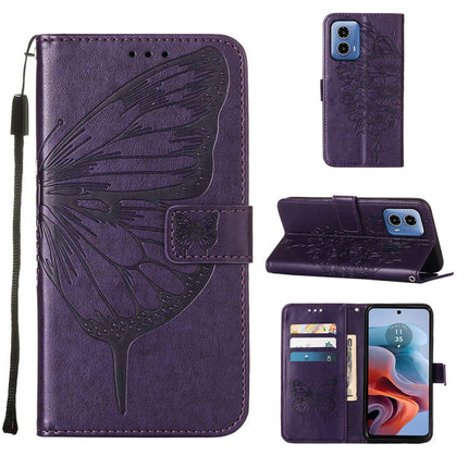 Embossed Butterfly Leather Phone Case, For Motorola Moto G Stylus 5G 2024, For Motorola Moto G04 4G / G24 4G, For Motorola Moto G34