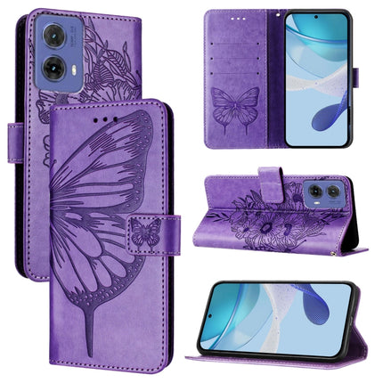 Embossed Butterfly Leather Phone Case, For Motorola Edge 50 5G, For Motorola Moto E14, For Motorola Moto G85