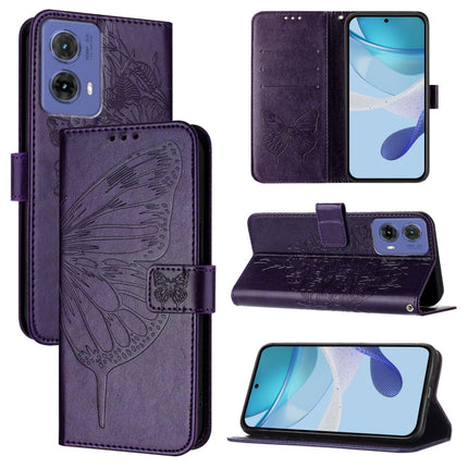 Embossed Butterfly Leather Phone Case, For Motorola Edge 50 5G, For Motorola Moto E14, For Motorola Moto G85