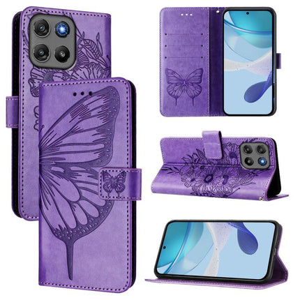 Embossed Butterfly Leather Phone Case, For Motorola Moto G17 4G / G17 Power 4G, For Motorola Signature 5G, For Motorola Moto G67 Power 5G Global