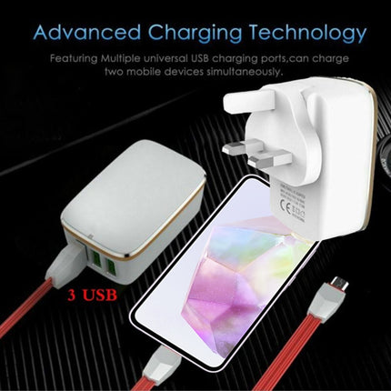 LDNIO A3304 17W 3 USB Interfaces Travel Charger Mobile Phone Charger,, US Plug, EU Plug, UK Plug, AU Plug