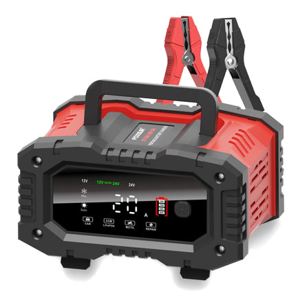 FOXSUR 12V / 24V 20A 300W Portable Motorcycle Car Smart Battery Charger, 20A