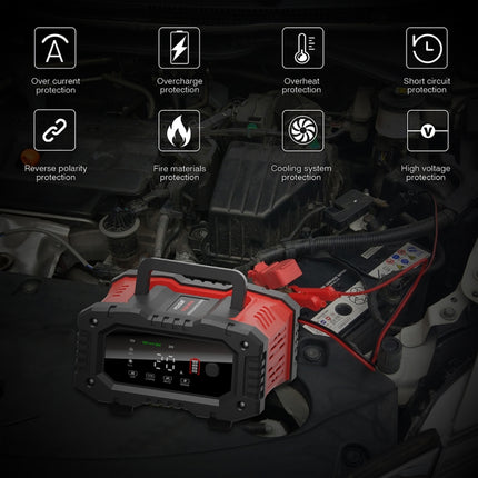 FOXSUR 12V / 24V 20A 300W Portable Motorcycle Car Smart Battery Charger, 20A