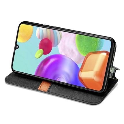 Cubic Grid Pressed Horizontal Flip Magnetic Leather Case with Holder & Card Slots & Wallet, For Samsung Galaxy A20(Japanese Version), For Samsung Galaxy A30(Japanese Version), For Samsung Galaxy A30, For Samsung Galaxy A41                              ...
