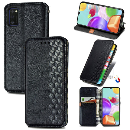 Cubic Grid Pressed Horizontal Flip Magnetic Leather Case with Holder & Card Slots & Wallet, For Samsung Galaxy A20(Japanese Version), For Samsung Galaxy A30(Japanese Version), For Samsung Galaxy A30, For Samsung Galaxy A41                              ...