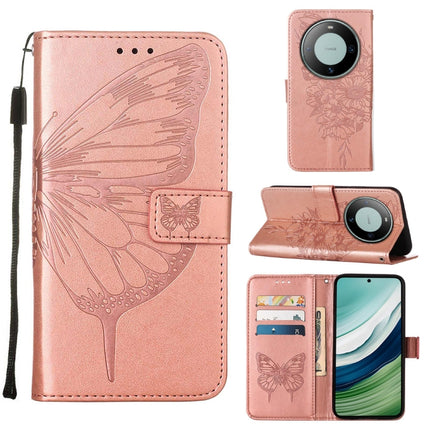 Embossed Butterfly Leather Phone Case, For Huawei Mate 60, For Huawei Mate 60 Pro, For Huawei P60 Art