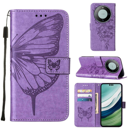 Embossed Butterfly Leather Phone Case, For Huawei Mate 60, For Huawei Mate 60 Pro, For Huawei P60 Art