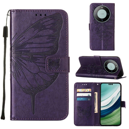 Embossed Butterfly Leather Phone Case, For Huawei Mate 60, For Huawei Mate 60 Pro, For Huawei P60 Art